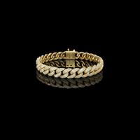 4.99 TCW Sparkle Pave Round Moissanite Diamond Cuban Link Bracelet with Statement High Polish Design
