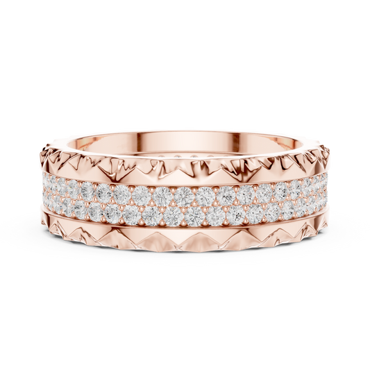 Triple Row Pave Round Cut Lab Diamond Textured Eternity Band Ring - view 2