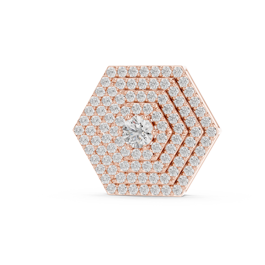 0.60 TCW Luxury Hexagon Moissanite Round Diamond Pendant with Layered Pave Design For Gift
