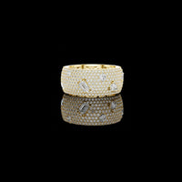 2.00 CT Ornate Openwork Interior Grand Round Wide Pave Lab Diamond Band with Scattered Statement Stones
