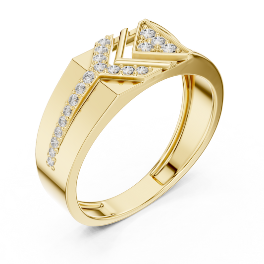 Round Cut Lab Grown Diamond Men's Geometric Angular Cutout Statement Band - view 4