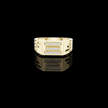 0.17 TCW Classic Round Lab Grown Diamond with Triple Row Pave Setting Modern Statement Band For Men