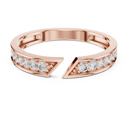 Round Cut Open Chevron Lab Diamond Stackable Wedding Band - view 2