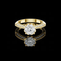 1.50 CT Vintage-Inspired Floral Round Moissanite Diamond Ring in Gold with Pavé Accents For Wedding Gift