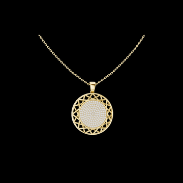 1.15 TCW Iconic Round Moissanite Diamond Pave Medallion Pendant with Geometric Lattice Frame Luxury Jewelry