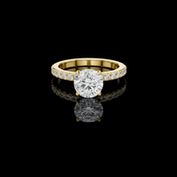 2.00 TCW Handcrafted Ring Showcasing a Round Lab Grown Diamond with a Pavé Accented Band