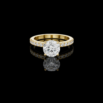 2.00 TCW Handcrafted Ring Showcasing a Round Lab Grown Diamond with a Pavé Accented Band