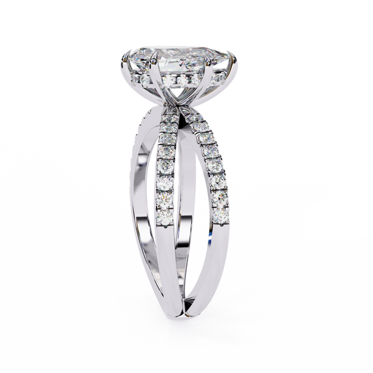 Pear Cut Double Band Moissanite Promise Ring For Women - view 2