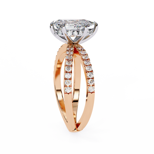 Pear Cut Double Band Lab Diamond Promise Ring For Women - view 3