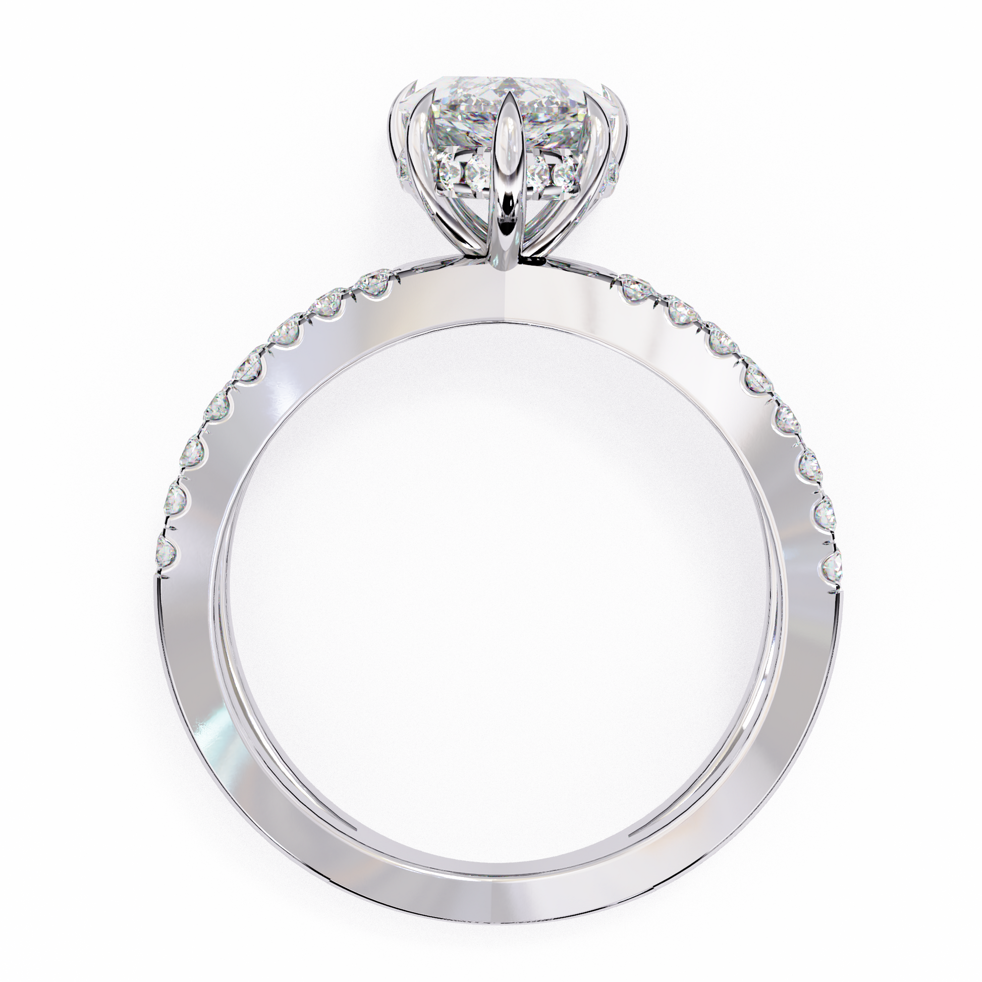 Diamond ring with a heart-shaped center 