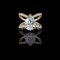 5.00 CT Glamorous Lab Grown Diamond Pave Band Pear Cut Elegant Ring For Women