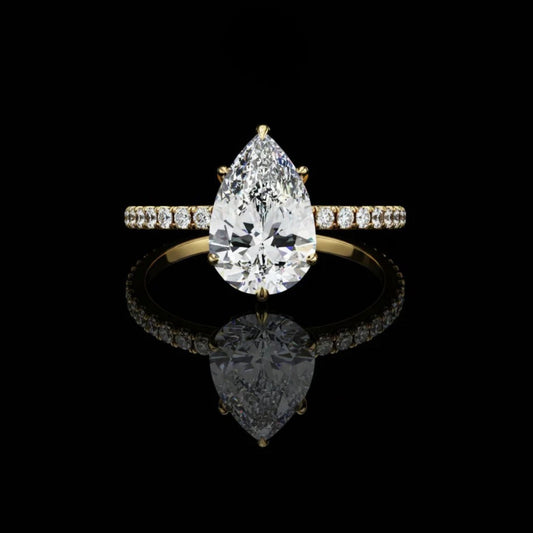 2.00 CT Luxury Pear Cut Moissanite Diamond Ring for Wedding Bridal Jewelry