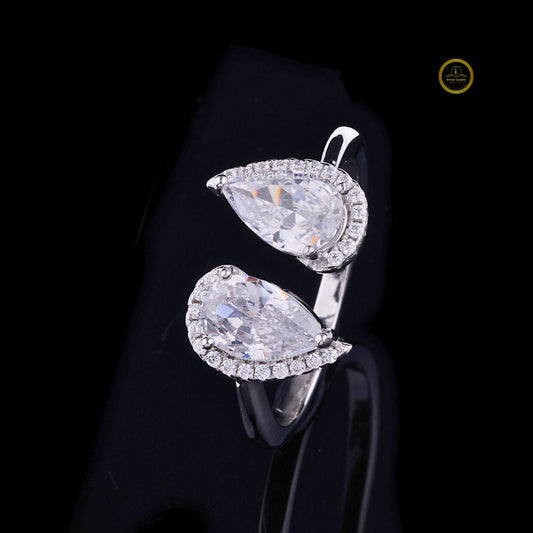 Open Gap Toi Et Moi Pear Cut Moissanite Anniversary Ring - view 2