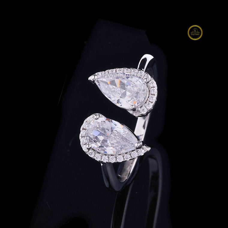 Open Gap Toi Et Moi Pear Cut Moissanite Anniversary Ring - view 2