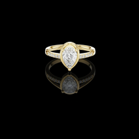 2.00 CT Shiny Moissanite Gold Ring Featuring a Brilliant Pear Diamond with a Pave Accented Split Shank Band