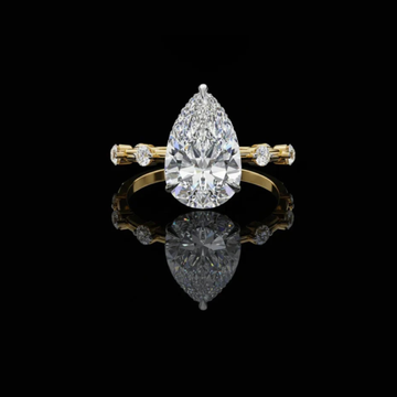 3.00 CT Bright Pear Cut Moissanite Diamond with Side Accents Gold Vintage-Inspired Ring for Her
