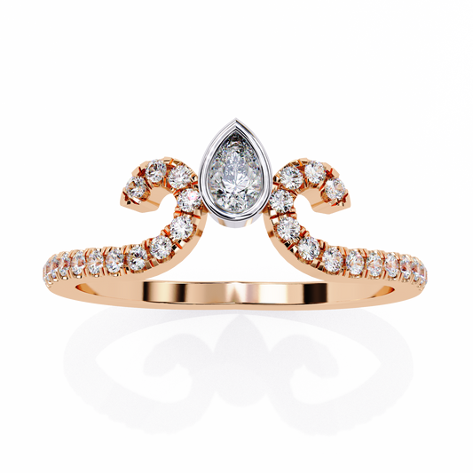 Pear Cut Bezel Lab Diamond Open Swirl Pave Wedding Ring - view 3