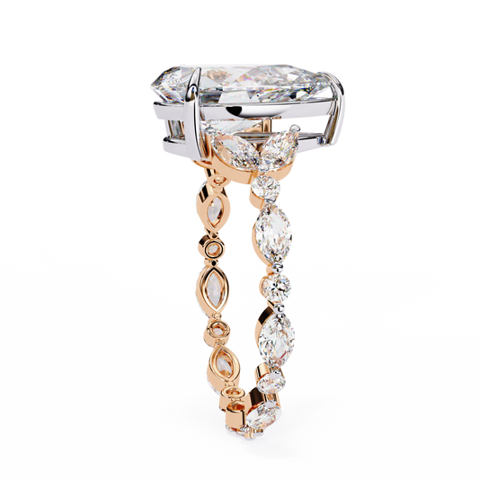 2.96 CT Eternal Promise Pear Cut Lab Grown Diamond Ring With Pave Accents For New Dawn