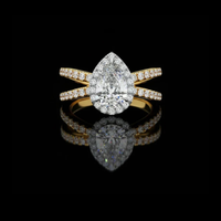 2.00 CT Luxury Pear Cut Moissanite Diamond Halo Ring With Sparkling Round Side Stone Design