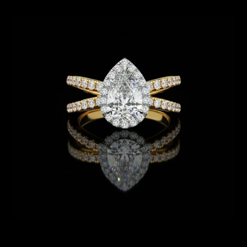 2.00 CT Luxury Pear Cut Moissanite Diamond Halo Ring With Sparkling Round Side Stone Design