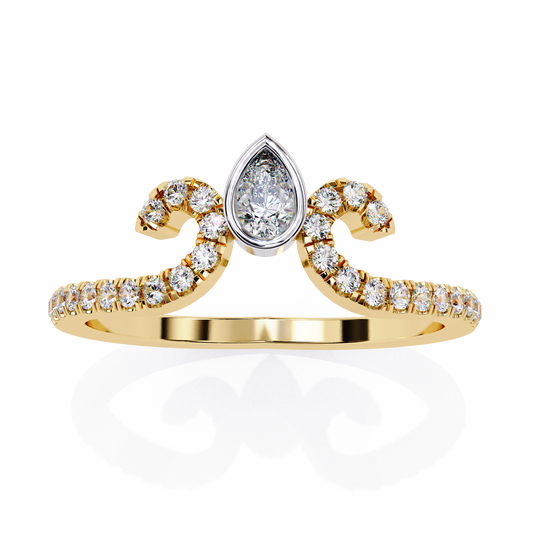 Pear Cut Bezel Lab Diamond Open Swirl Pave Wedding Ring - view 2