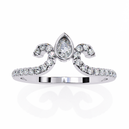 Pear Cut Bezel Lab Diamond Open Swirl Pave Wedding Ring - view 4