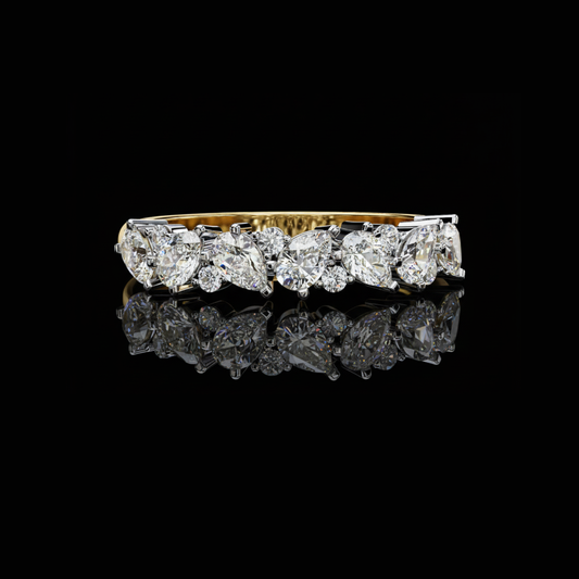 2.50 TCW Luxurious Lab Grown Pear and Round Cut Diamond Cluster Band Design For Wedding