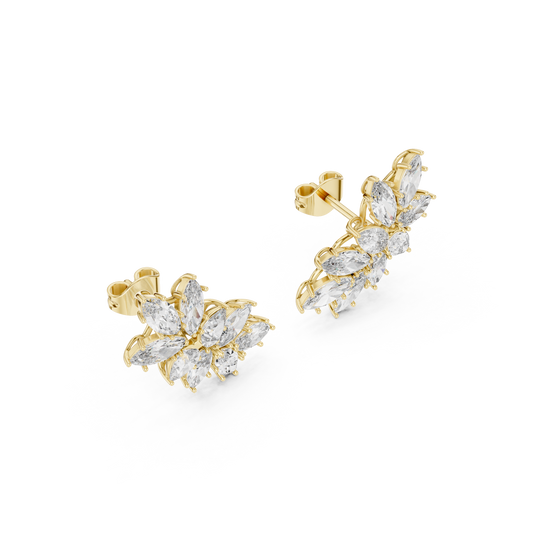 Marquise Cut Solitaire Stud Earrings Interlocking Loop Knot - view 4