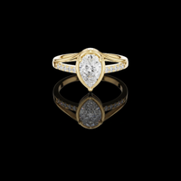 2.00 CT Classic Pear Shaped Bezel Set Lab Grown Diamond Ring with Pave Diamond Accents