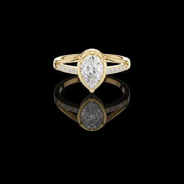 2.00 CT Classic Pear Shaped Bezel Set Lab Grown Diamond Ring with Pave Diamond Accents