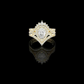 2.00 CT  Regal Vintage Inspired Pear Cut Crown Halo Lab Diamond Statement Ring