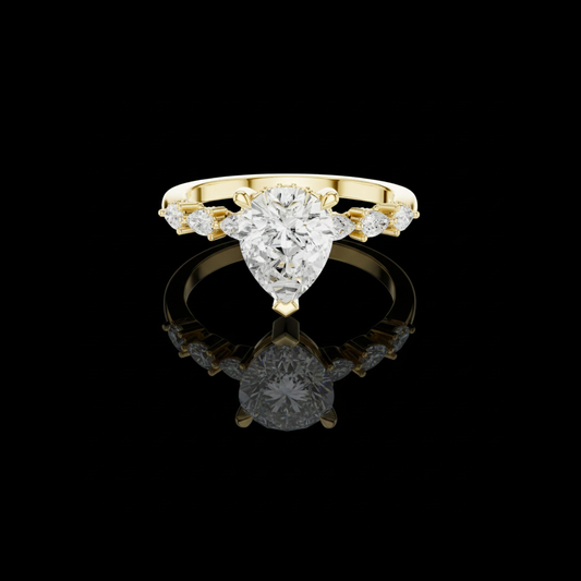 2.00 CT Elegant Pear Shape Lab Grown Diamond Ring with Pave Details Elegant Bridal & Proposal Jewelry
