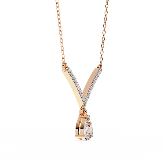 V Curved Chevron Pear Drop Necklace - view 3