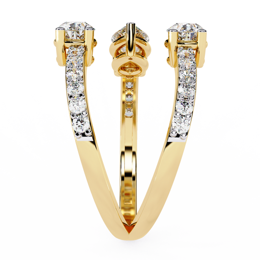 Triple Marquise Cut Moissanite Open Wrap Ring with Pavé Band - view 4