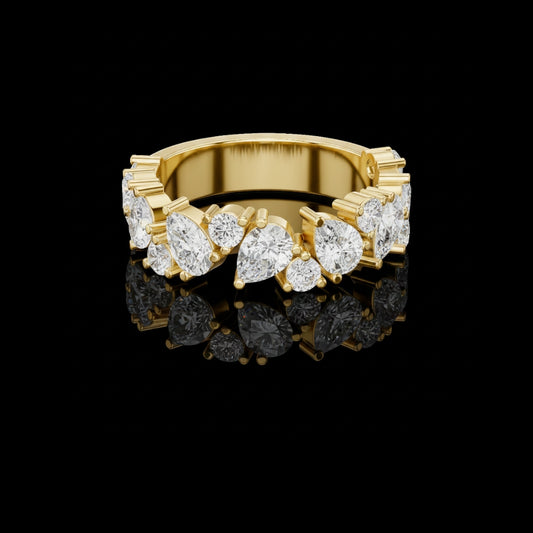 1.88 TCW Iconic Pear and Round Brilliant Lab Grown Diamond Band For Anniversary Gift