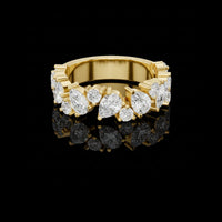 5.00 TCW Iconic Pear and Round Brilliant Lab Grown Diamond Band For Anniversary Gift