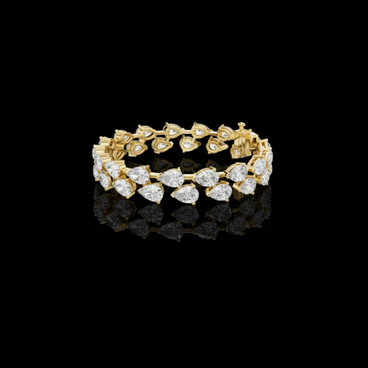 26.52 TCW Exquisite Moissanite Bracelet Featuring Double Row Pear Cut Diamonds