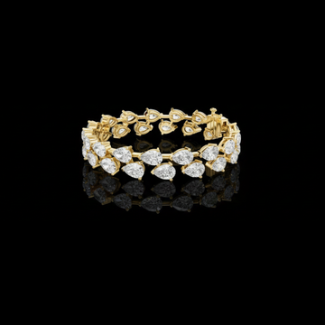 26.52 TCW Exquisite Lab Grown Bracelet Featuring Double Row Pear Cut Diamonds