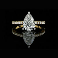 2.50 CT Trendy Pear Cut Moissanite Diamond Solitaire Ring Classic Teardrop Diamond Wedding Ring for Her