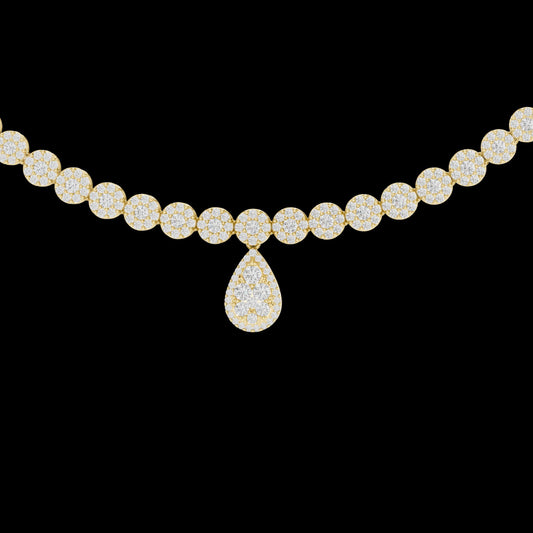 7.88 TCW Charming Moissanite Round Tennis Necklace with Pear Drop Pendant Royal Sparkle Statement