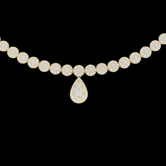 7.88 TCW Charming Moissanite Round Tennis Necklace with Pear Drop Pendant Royal Sparkle Statement