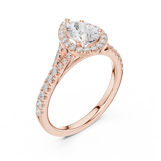 Pear Cut Halo Moissanite for Ring Women - view 3
