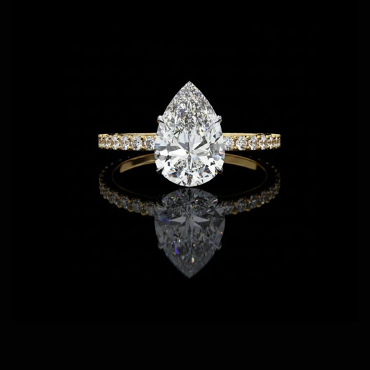 2.00 CT Dazzling Teardrop Pear Cut Lab Grown Diamond Halo Ring for Elegant Proposal