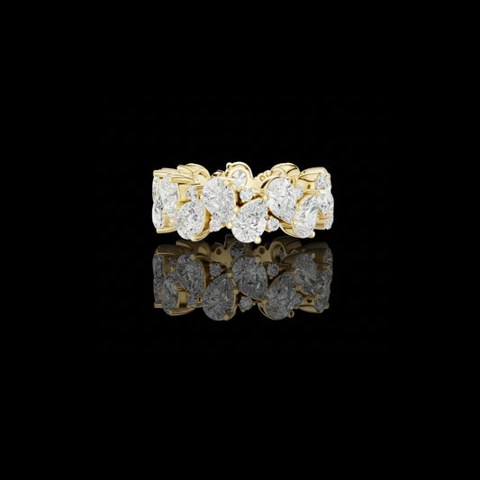 6.39 CT Bliss Eternity Band Featuring Alternating Pear Cut & Round Moissanite Diamonds in an Elegant Prong Setting