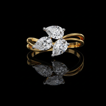 1.06 TCW Eternal Radiance Triple Pear Moissanite Diamond Ring with Twisted Gold Band for Every Occasions