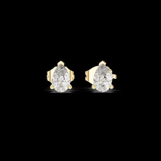 1.00 TCW Pear Shaped Moissanite Diamond Stud Earrings with Classic Three Prong Setting for Dailywear