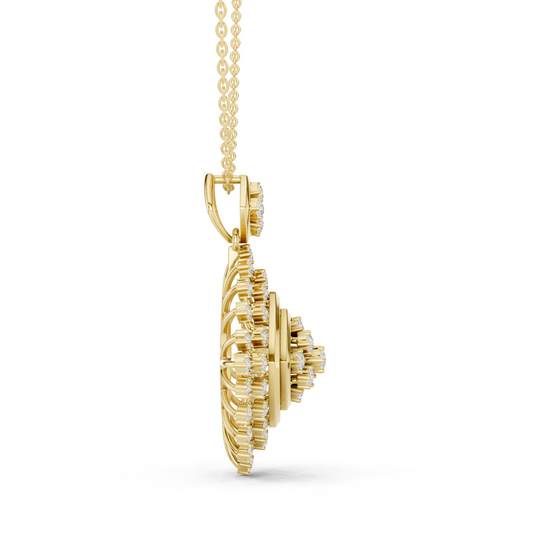 Round Geometric Square Pendant Necklace - view 4