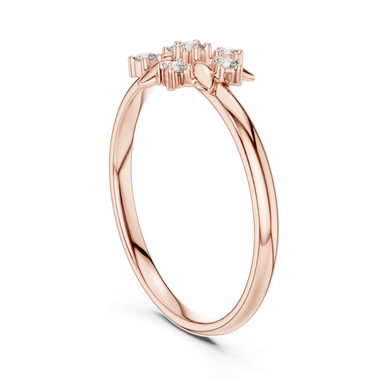Round Moissanite Floral Cluster Delicate Ring - view 2