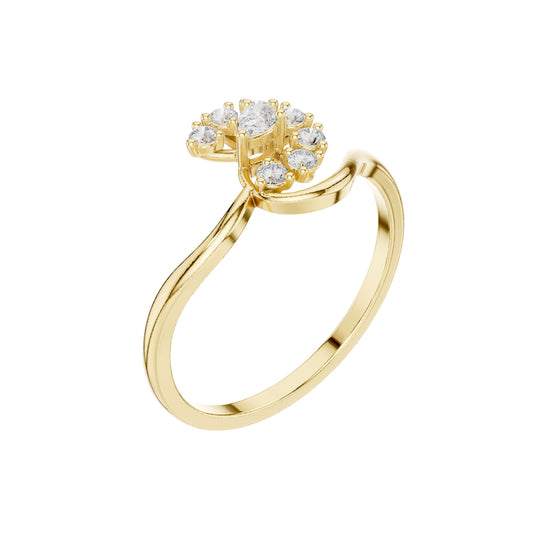 Floral Lab Diamond Cluster Ring With Bypass Band - view 4