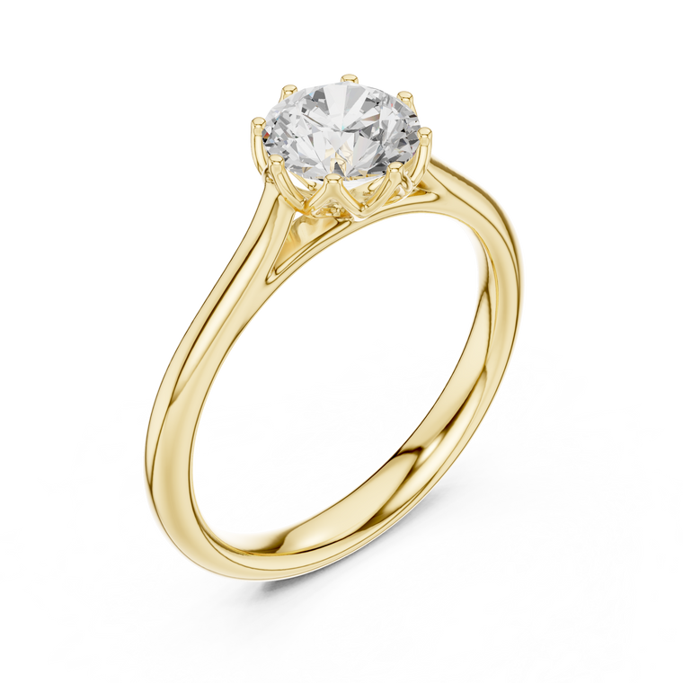 Round Cut Lab Diamond Floral Tulip Solitaire Engagement Ring - view 2